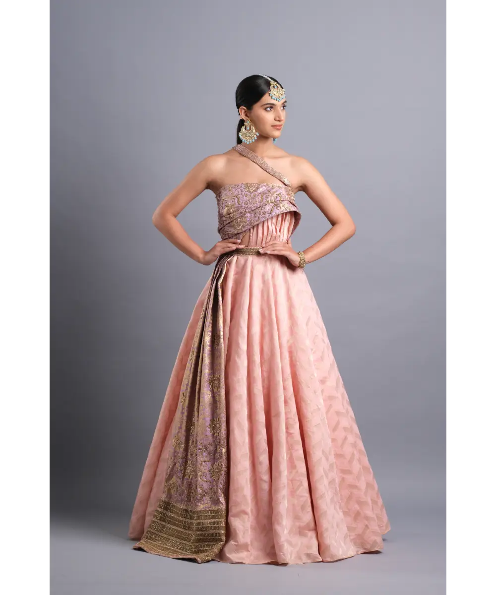 AASTHA SOOD - One shoulder Chanderi Gown